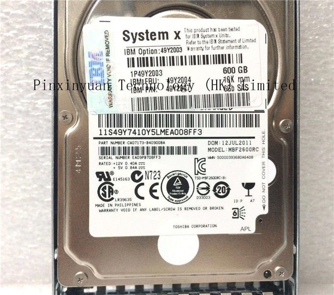 IBM 600GB 2.5" SAS 6G 10Kサーバー ハード・ドライブ49Y2003 49Y2004 49Y2007システムX